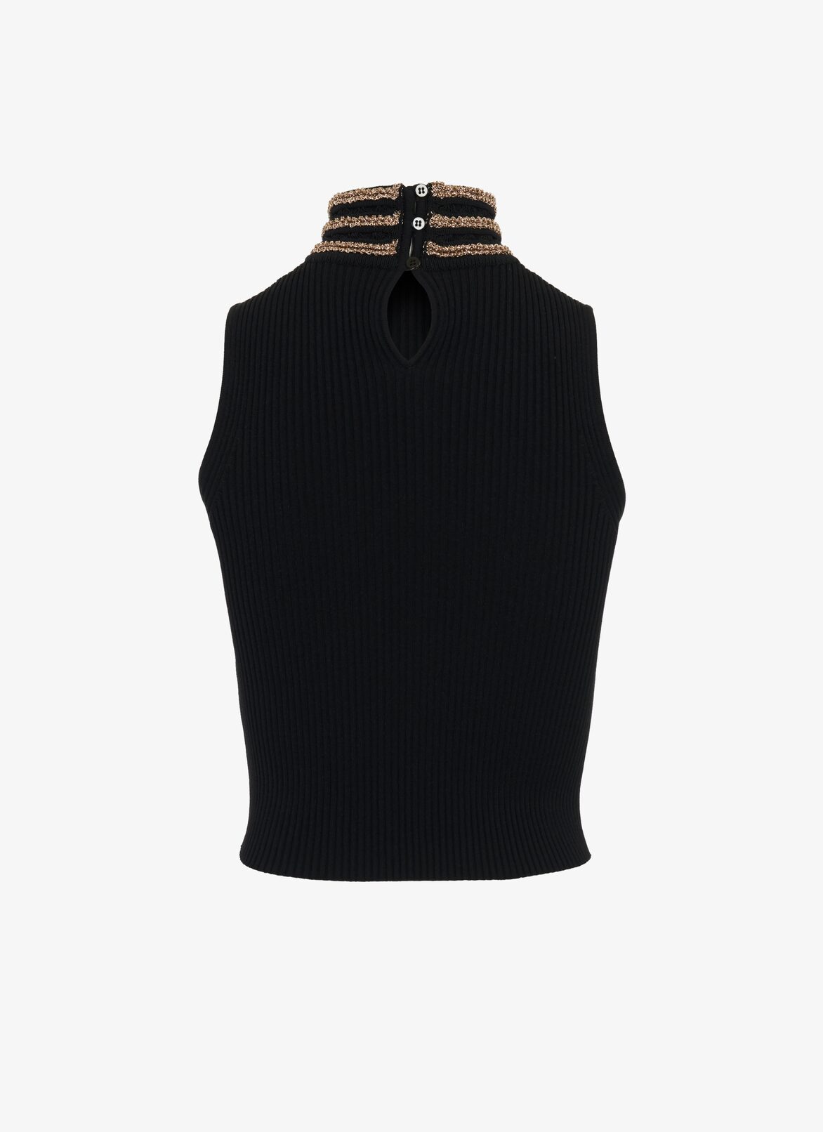 Sleeveless knit and lurex sweater ALAÏA BLACK/GOLD SLEEVELESS KNIT AND LUREX SWEATER